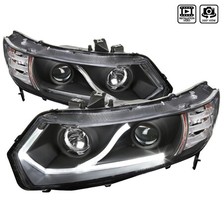 Spec-D Tuning 06-09 Honda Civic LED Projector Headlight Black Housing 2LHP-CV062JM-RS